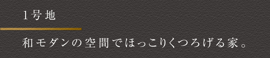 1号地　和モダンの空間でほっこりくつろげる家。